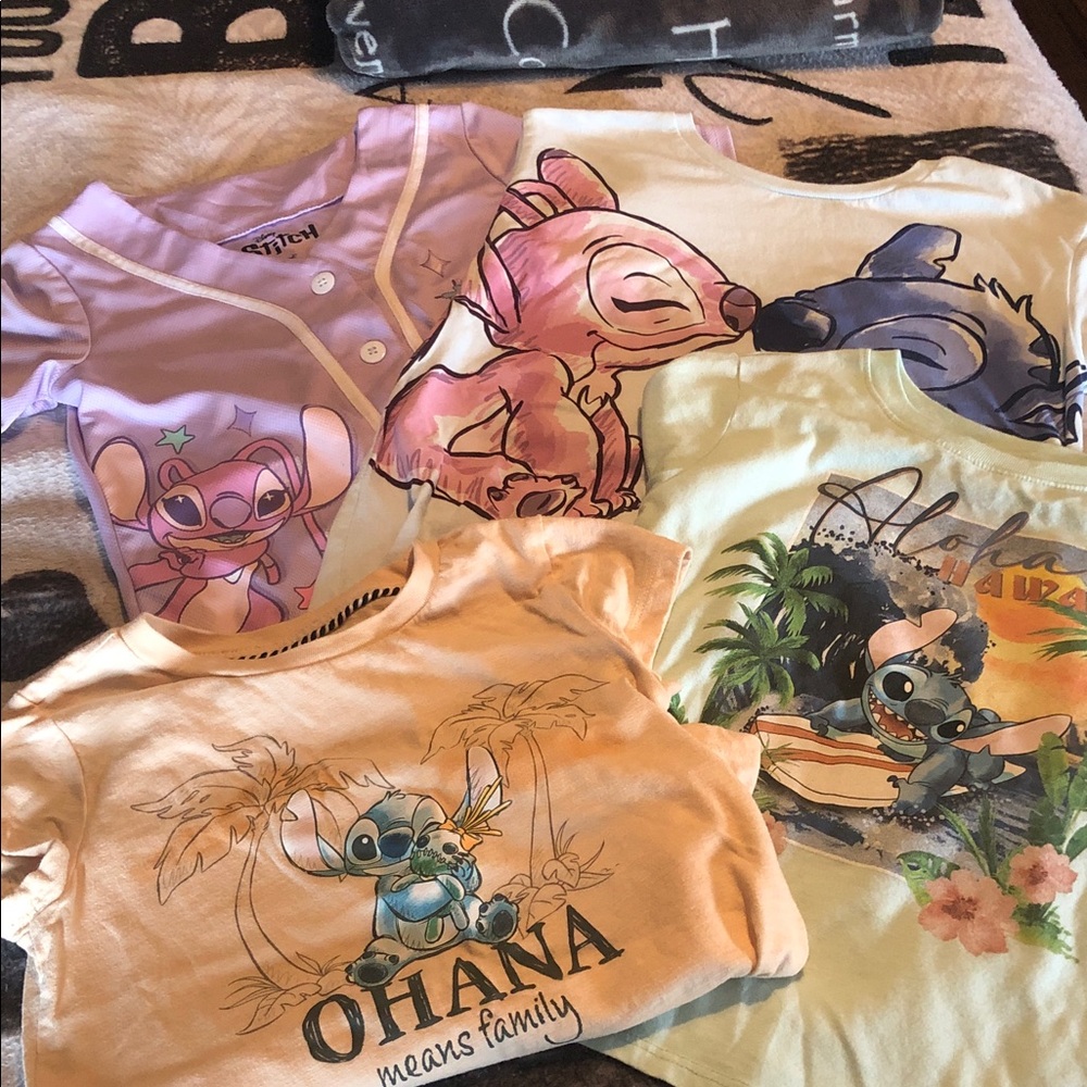 Disney Lilo & Stitch Kids Short Sleeve Tee - Pink/Light Blue
